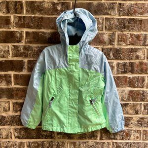 Crane Girls Full Zip Rain Jacket Hooded Long Sleeves Lined Size M